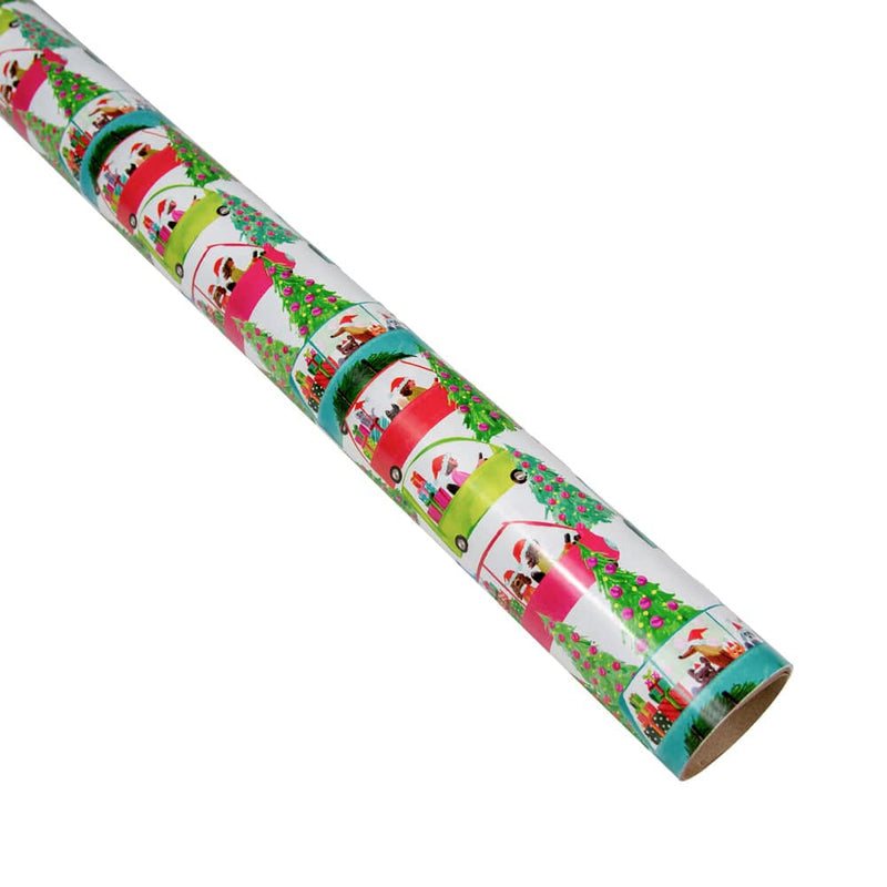 Caspari Christmas Tree Shopping Gift Wrap - One 30" X 8' Roll