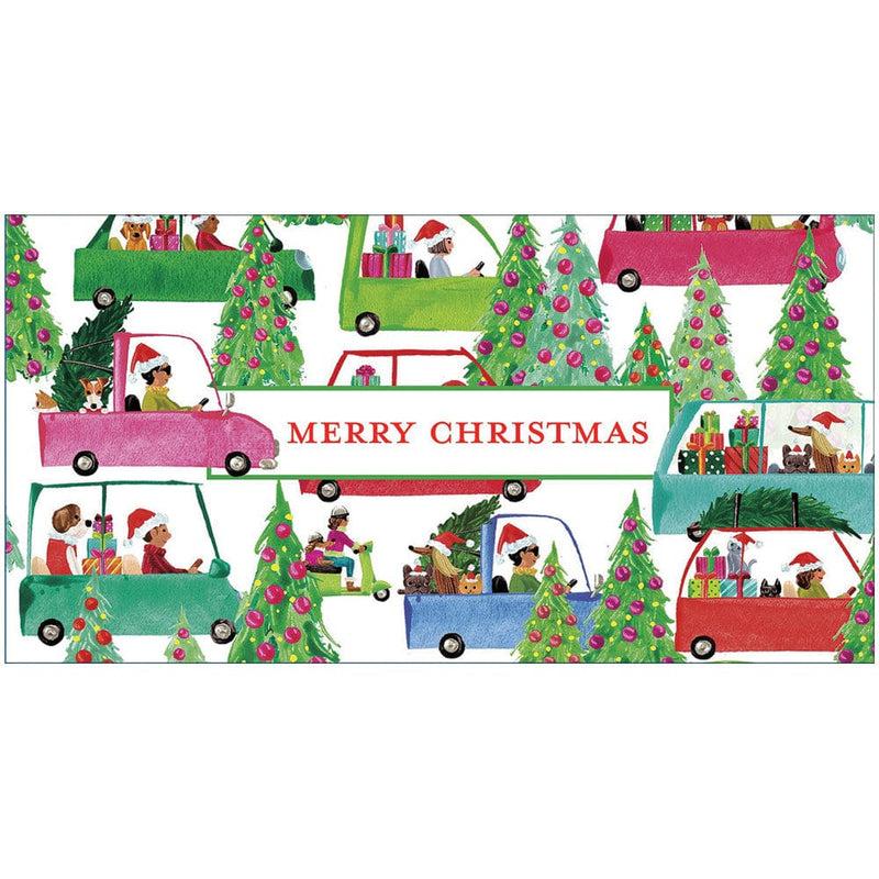 caspari Christmas Tree Shopping Greeting Cards - 1 Greeting Card & 1 Envelope