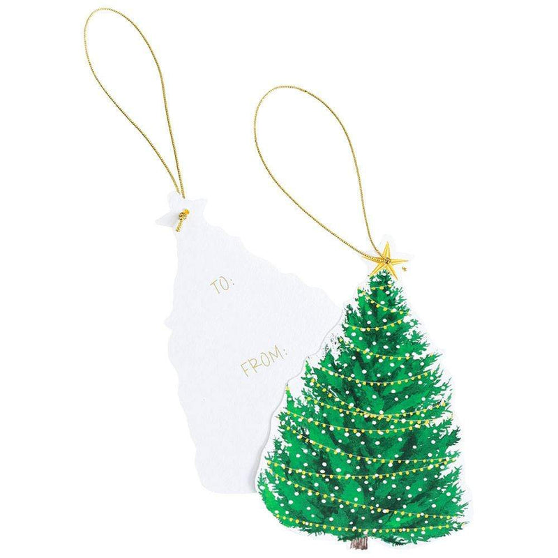 Caspari Christmas Tree With Lights Decorative Die-Cut Gift Tags - 4 Per Package