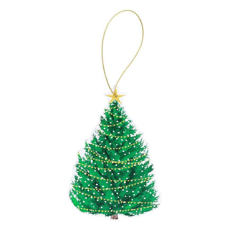 caspari Christmas Tree with Lights Decorative Die-Cut Gift Tags - 4 Per Package