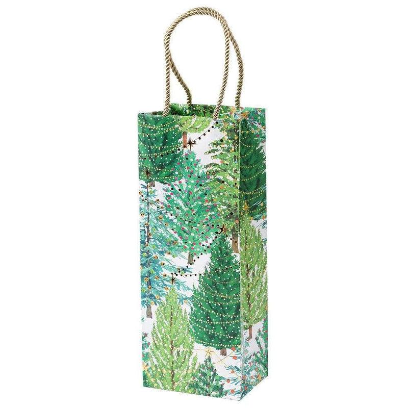 caspari Christmas Trees with Lights Wine & Bottle Gift Bag - 1 Each