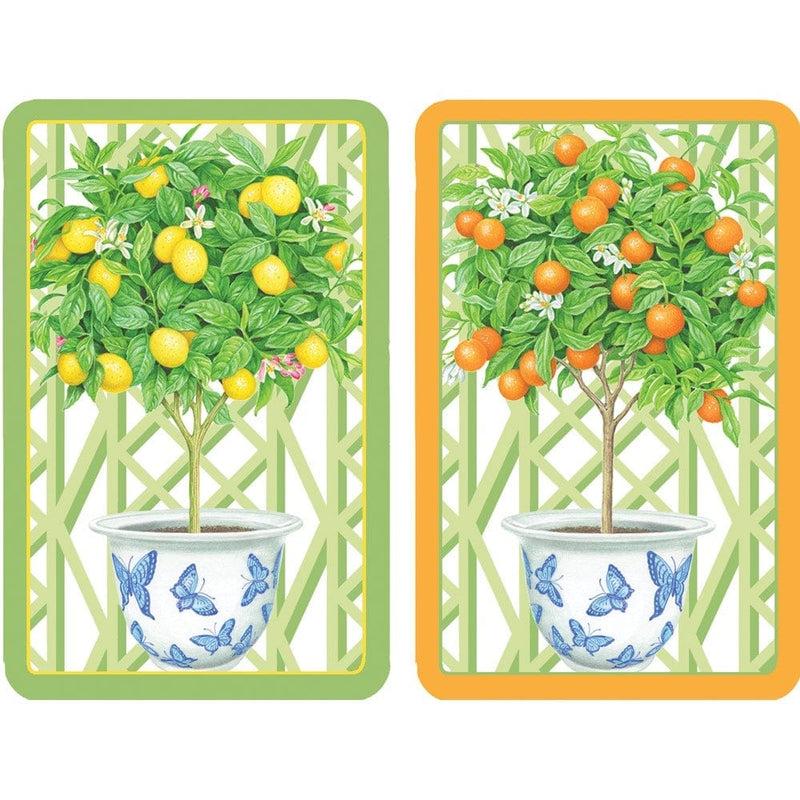 caspari Citrus Topiaries Large Type Playing Cards - 2 Decks Included