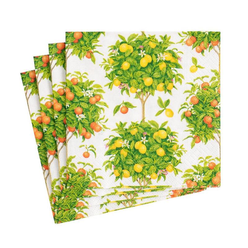 caspari Citrus Topiaries Paper Cocktail Napkins in White - 20 Per Package
