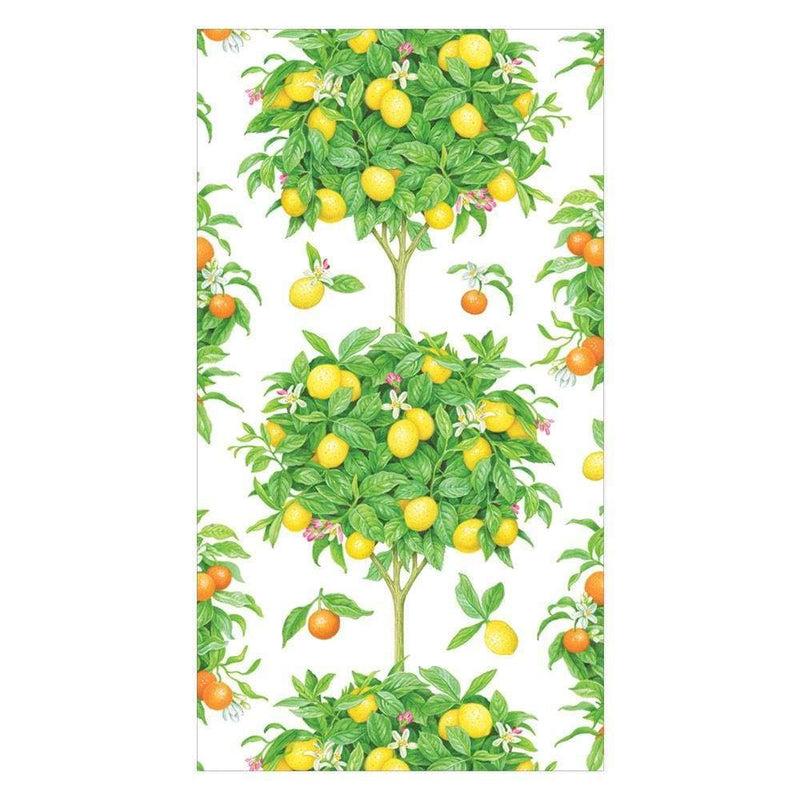 Caspari Citrus Topiaries Paper Guest Towel Napkins In White - 15 Per Package