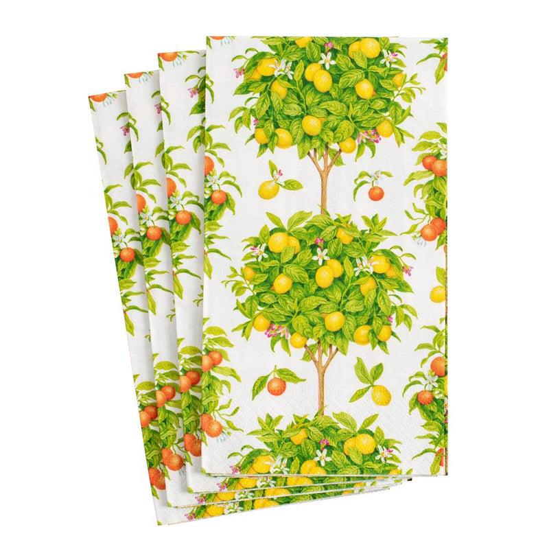 caspari Citrus Topiaries Paper Guest Towel Napkins in White - 15 Per Package