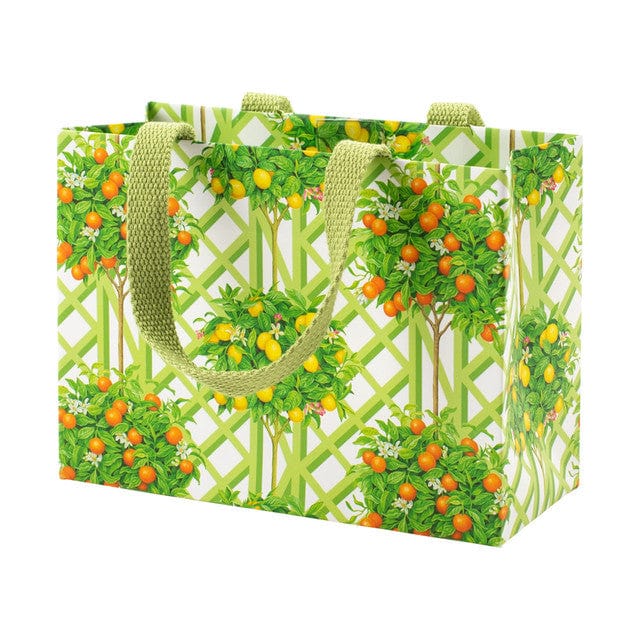 caspari Citrus Topiaries Small Gift Bag in White - 1 Each