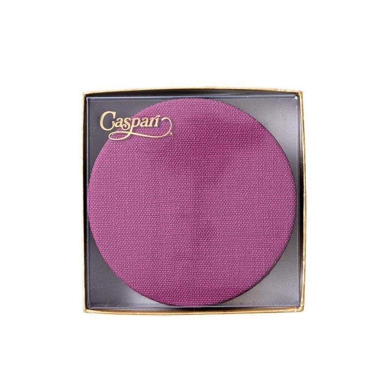 Caspari Classic Canvas Felt-Backed Coasters In Aubergine - 8 Per Box