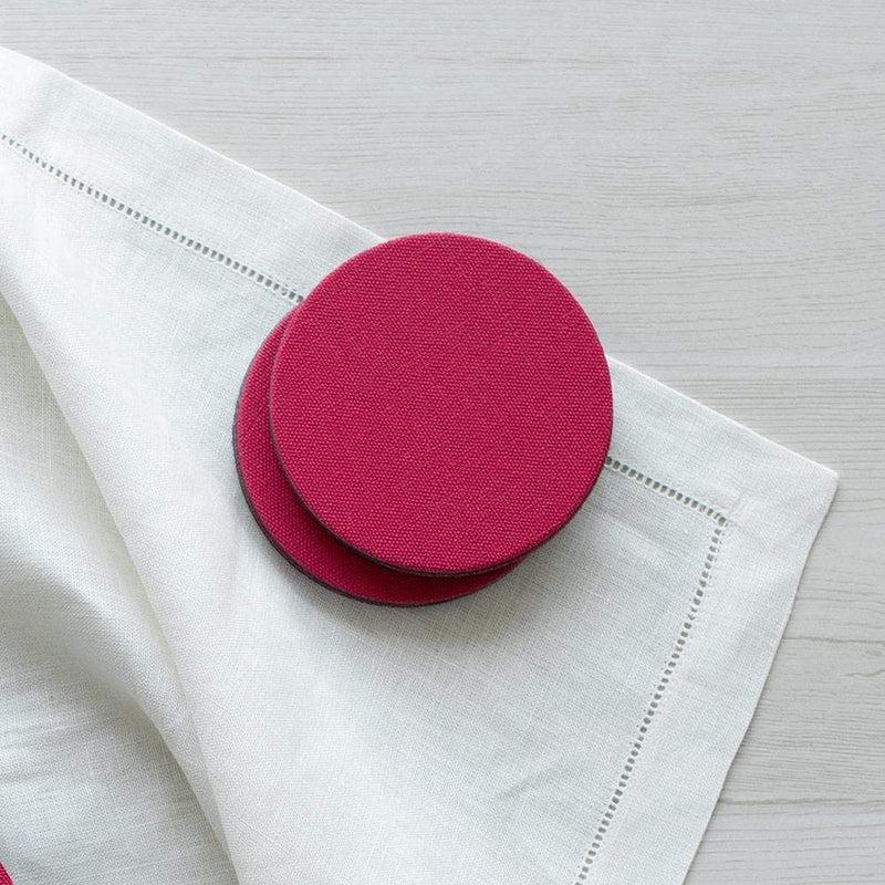 Caspari Classic Canvas Felt-Backed Coasters In Fucshia - 8 Per Box