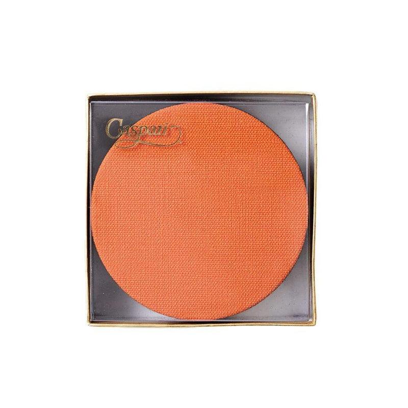 Caspari Classic Canvas Felt-Backed Coasters In Orange - 8 Per Box