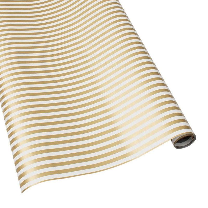 caspari Club Stripe Reversible Gift Wrapping Paper in Gold & Silver - 30" x 8' Roll
