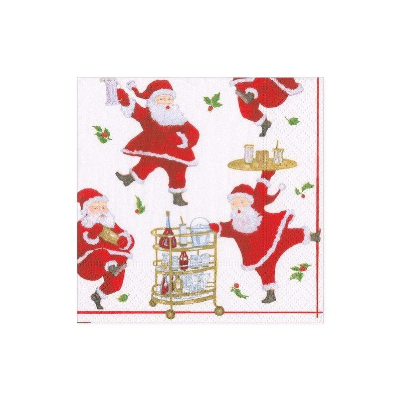 Caspari Cocktails With Santas Paper Cocktail Napkins - 20 Per Package