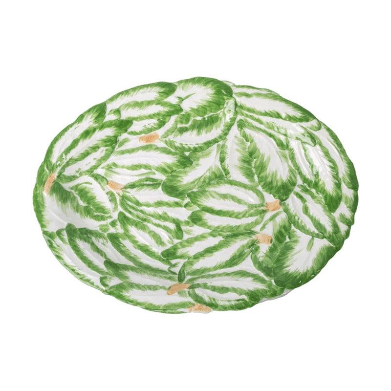 caspari Compagnia Platter in Green and White Leaf - Large