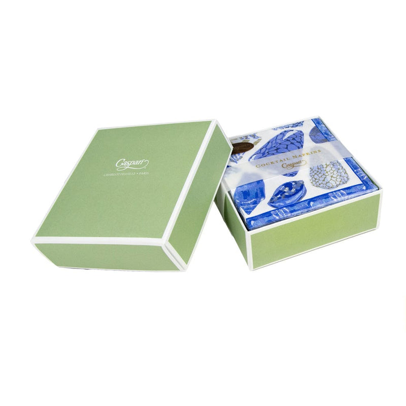 Caspari Coquillage Blue Boxed Cocktail Napkins - 40 Per Box