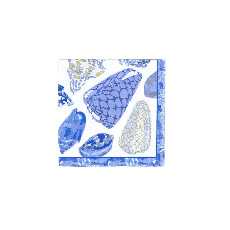caspari Coquillage Blue Cocktail Napkins - 20 Per Package