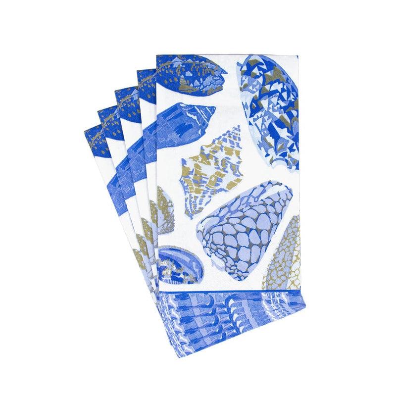 Caspari Coquillage Blue Guest Towel Napkins - 15 Per Package
