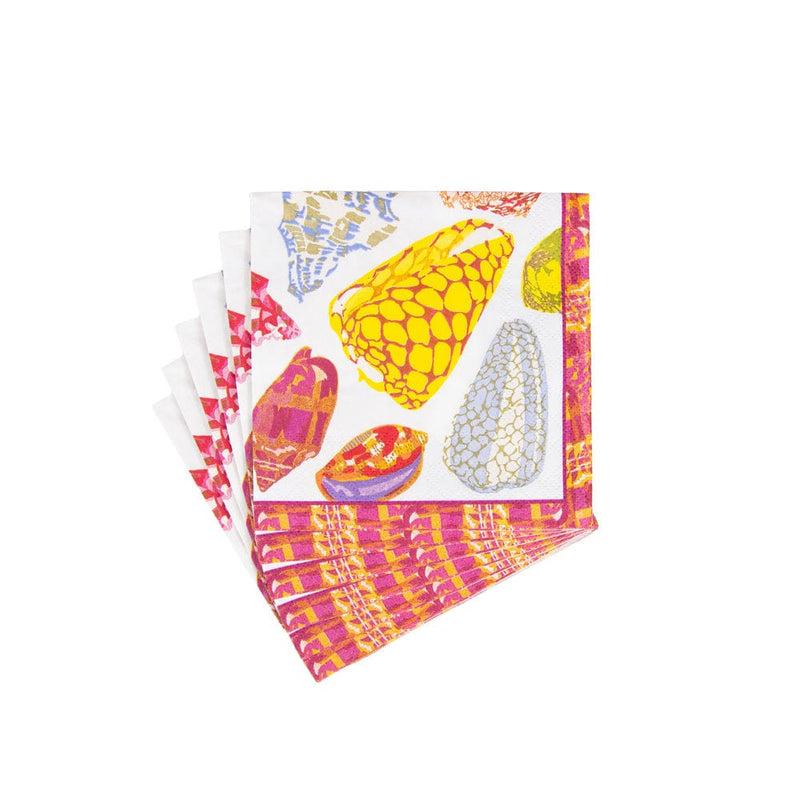 Caspari Coquillage Purple Boxed Cocktail Napkins - 40 Per Box