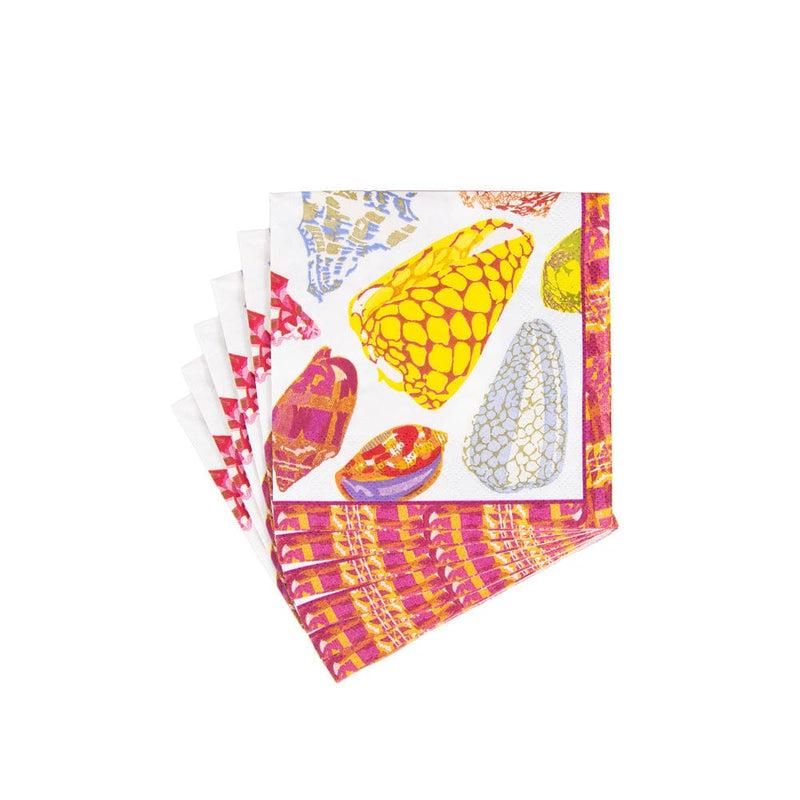 Caspari Coquillage Purple Cocktail Napkins - 20 Per Package