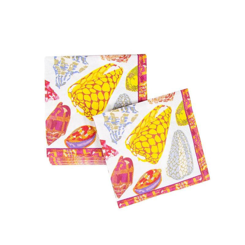 Caspari Coquillage Purple Cocktail Napkins - 20 Per Package