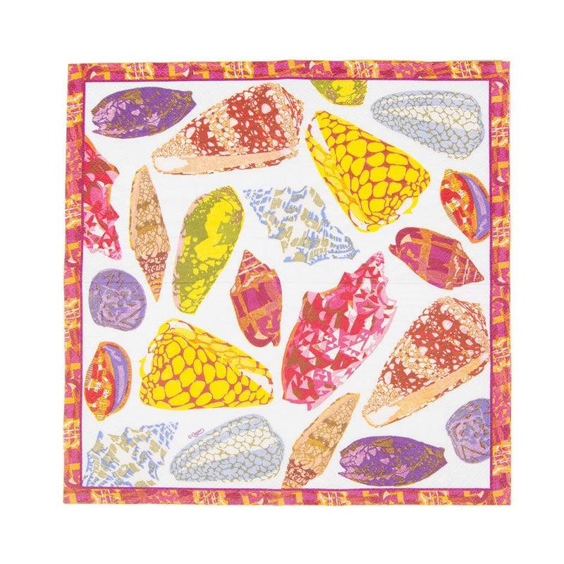 Caspari Coquillage Purple Cocktail Napkins - 20 Per Package