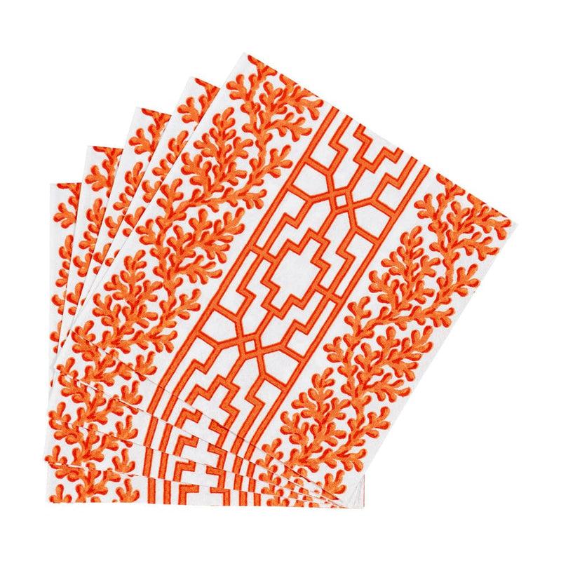 Caspari Coral And Trellis Coral Cocktail Napkins - 20 Per Package