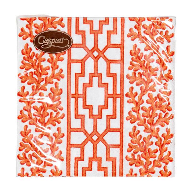 Caspari Coral And Trellis Coral Cocktail Napkins - 20 Per Package