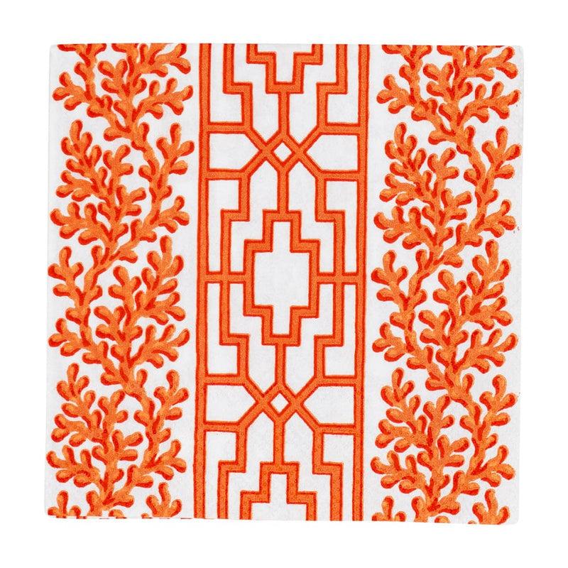 caspari Coral And Trellis Coral Cocktail Napkins - 20 Per Package