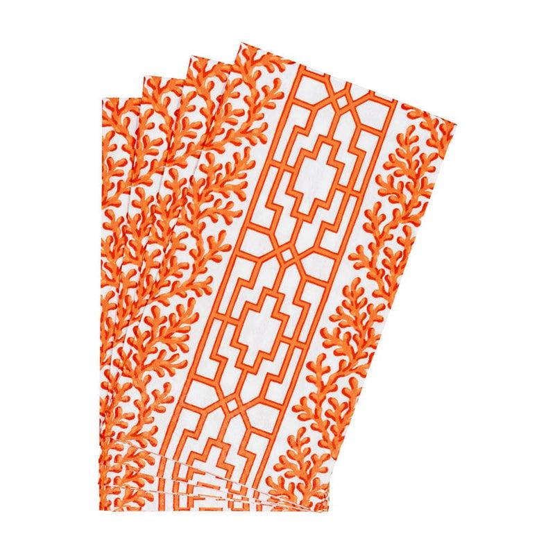 Caspari Coral And Trellis Coral Guest Towel Napkins - 15 Per Package