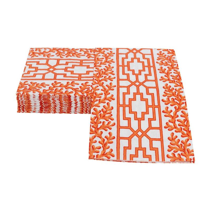 Caspari Coral And Trellis Coral Guest Towel Napkins - 15 Per Package