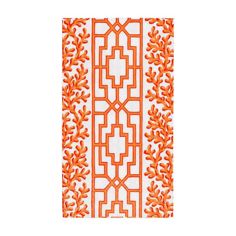 caspari Coral And Trellis Coral Guest Towel Napkins - 15 Per Package