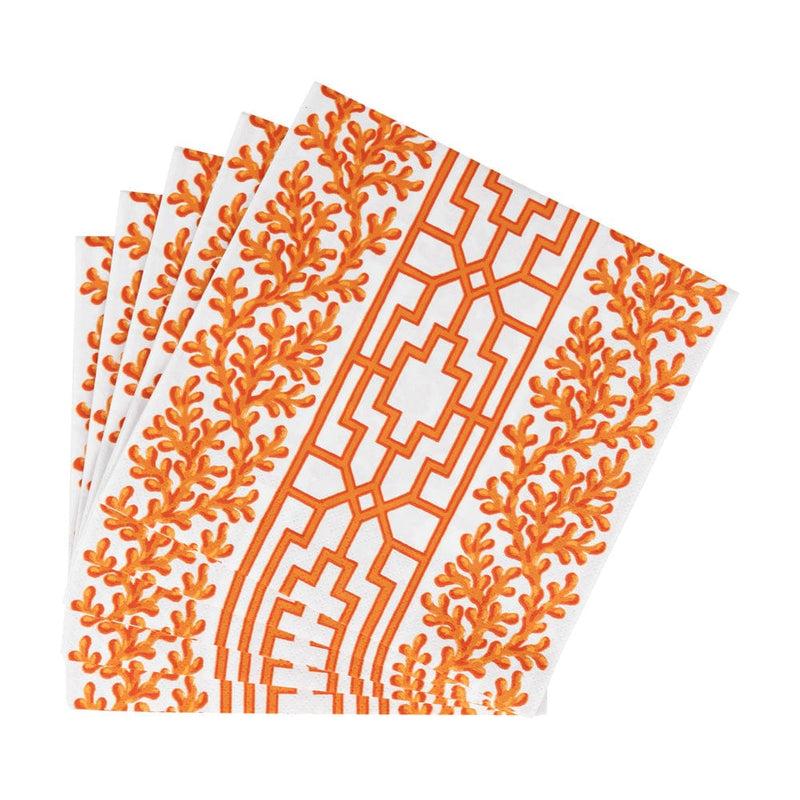 Caspari Coral And Trellis Coral Luncheon Napkins - 20 Per Package