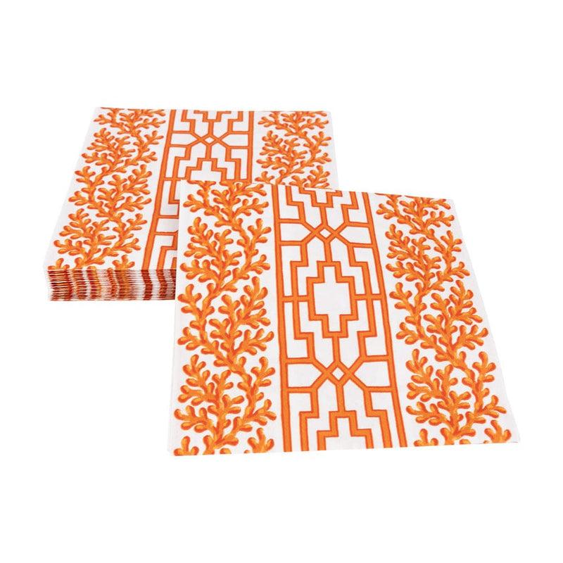 Caspari Coral And Trellis Coral Luncheon Napkins - 20 Per Package