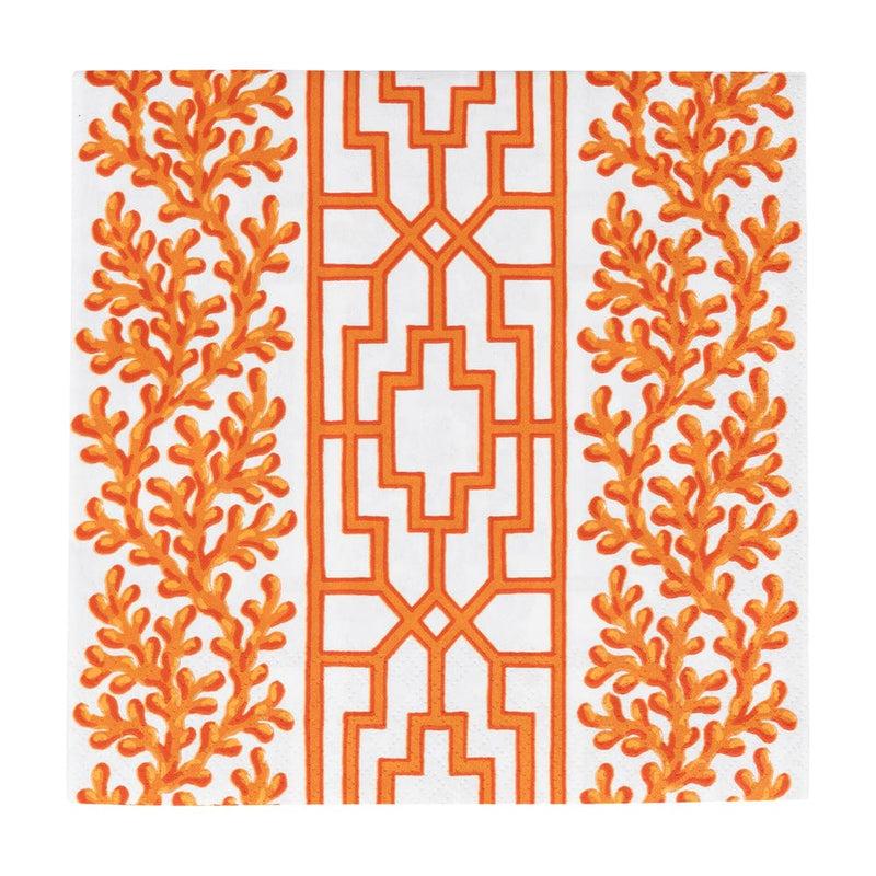 caspari Coral And Trellis Coral Luncheon Napkins - 20 Per Package