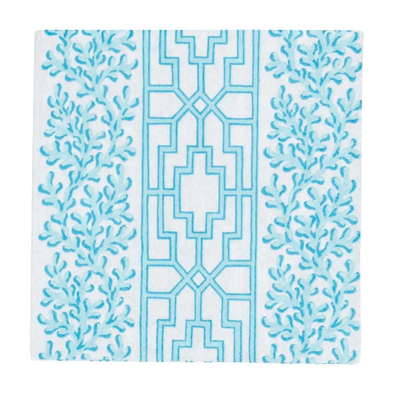 caspari Coral And Trellis Robin's Egg Boxed Cocktail Napkins - 40 Per Box