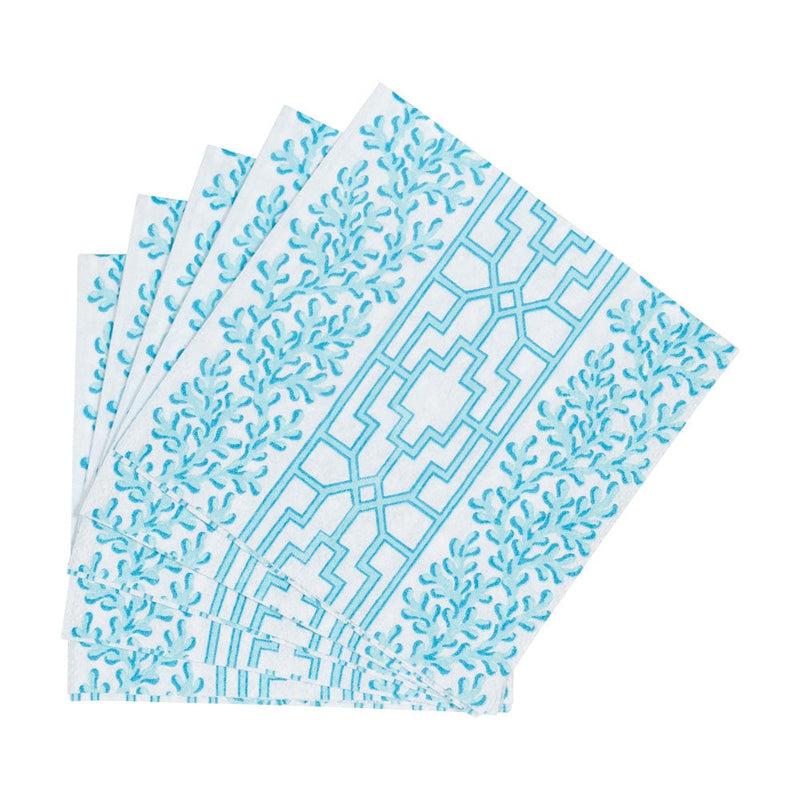 Caspari Coral And Trellis Robin's Egg Cocktail Napkins - 20 Per Package