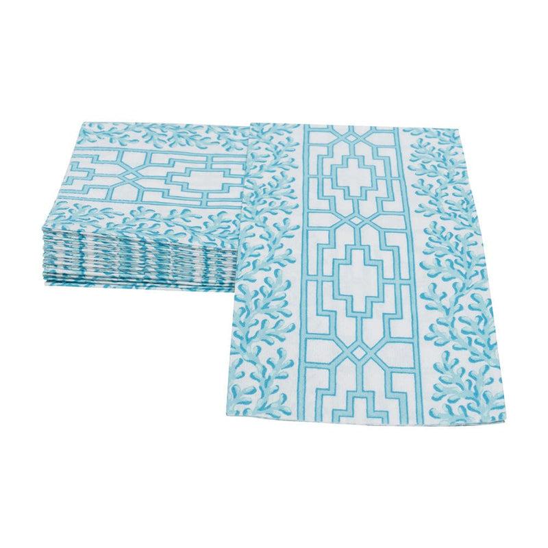Caspari Coral And Trellis Robin's Egg Guest Towel Napkins - 15 Per Package