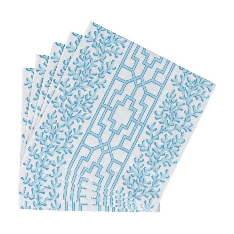 Caspari Coral And Trellis Robin's Egg Luncheon Napkins - 20 Per Package