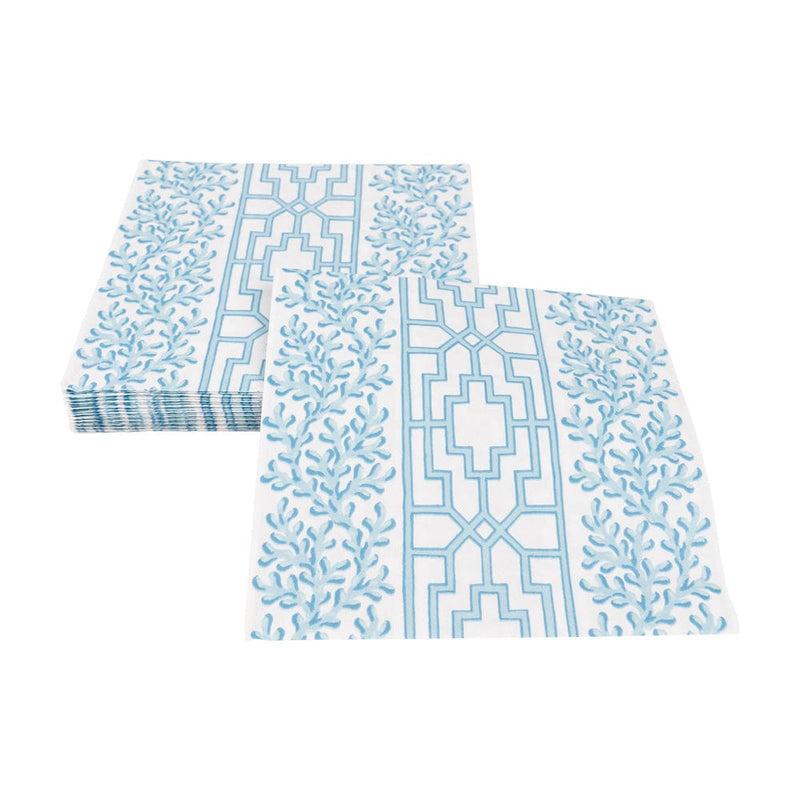 Caspari Coral And Trellis Robin's Egg Luncheon Napkins - 20 Per Package