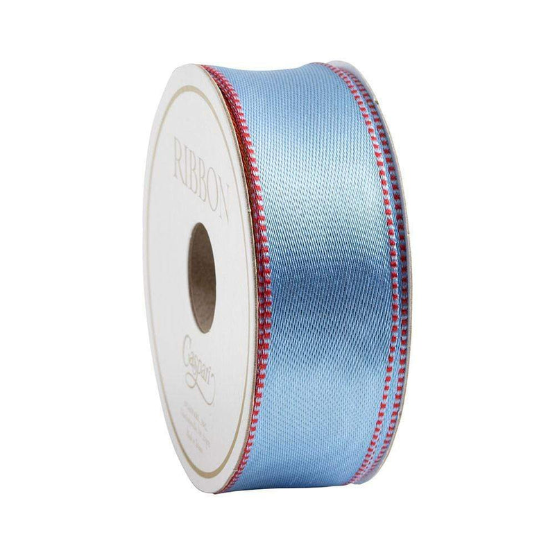 Caspari Cornflower & Red Reversible Satin Wired Ribbon - 10 Yard Spool