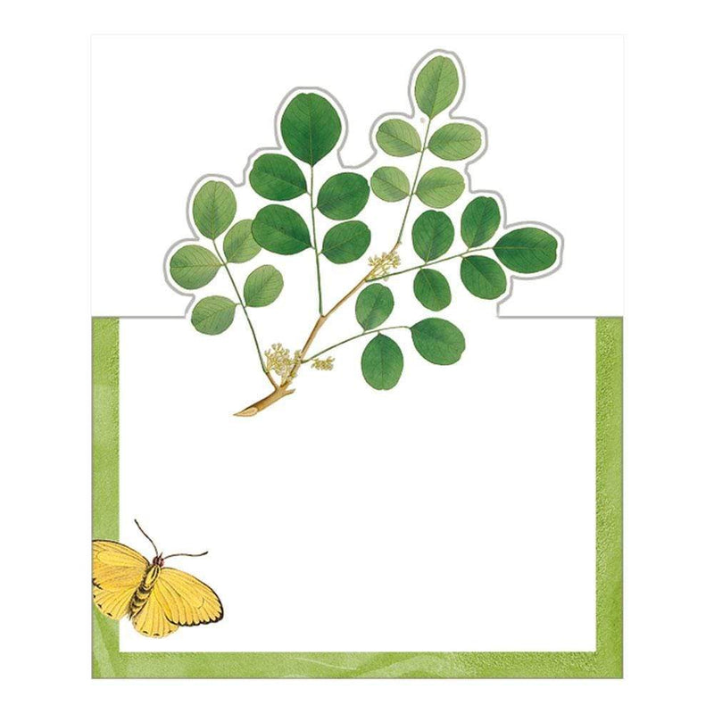 Caspari Coromandel Garden Die-Cut Place Cards In Ivory - 8 Per Package