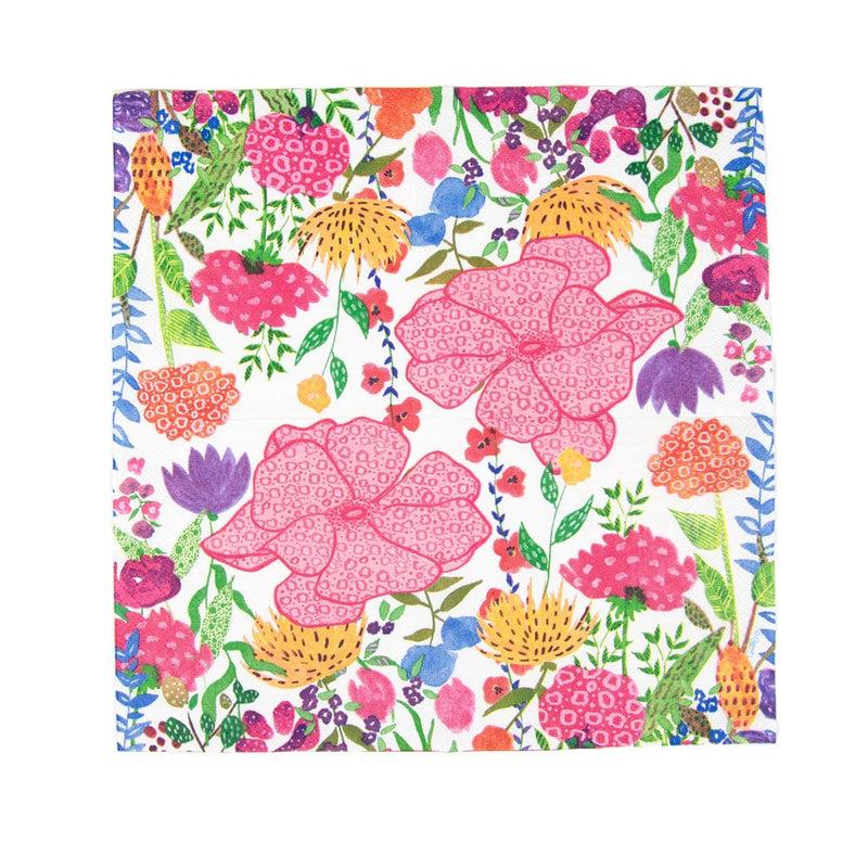 Caspari Cottage Floral Cocktail Napkins - 20 Per Package