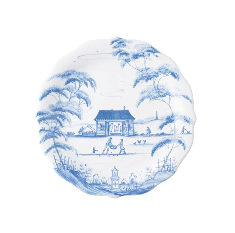 Caspari Country Estate Party Plates Set Of 4 - Delft Blue