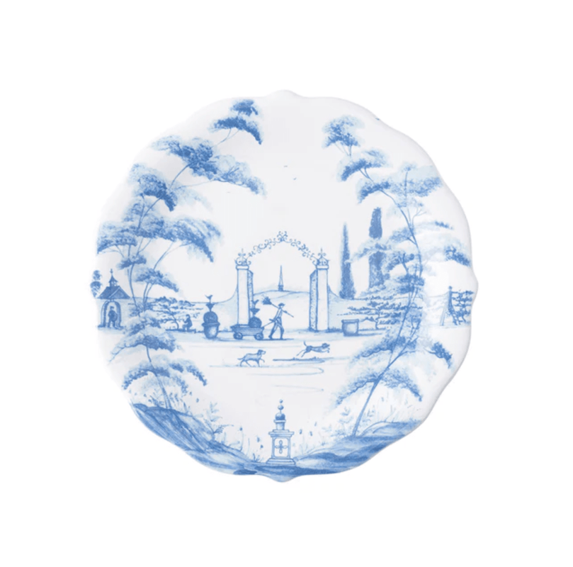 Caspari Country Estate Party Plates Set Of 4 - Delft Blue