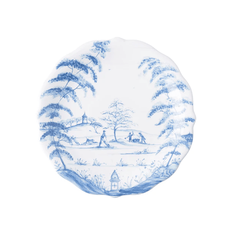 Caspari Country Estate Party Plates Set Of 4 - Delft Blue