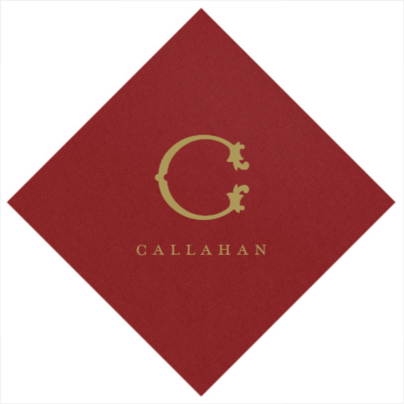 caspari Cranberry Paper Linen Personalized Cocktail Napkins