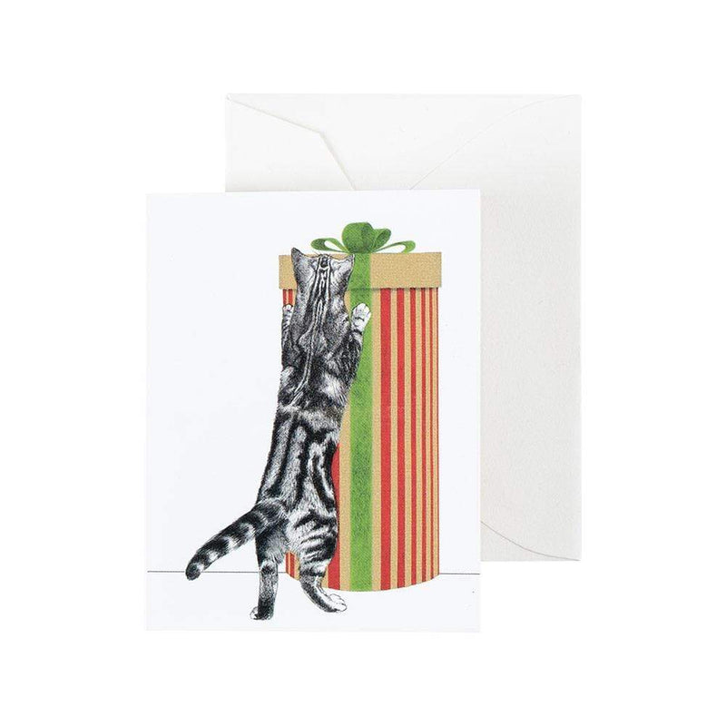 caspari Curious Christmas Cats Gift Enclosure Cards - 4 Mini Cards & 4 Envelopes