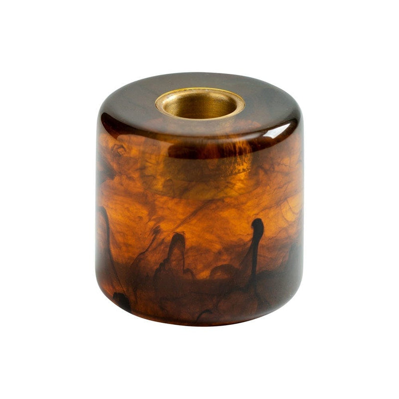 caspari Cylinder Resin Candleholder in Tortoiseshell - 1 Each
