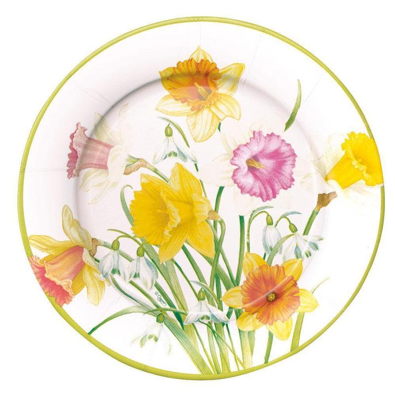 caspari Daffodil Waltz Paper Dinner Plates - 8 Per Package