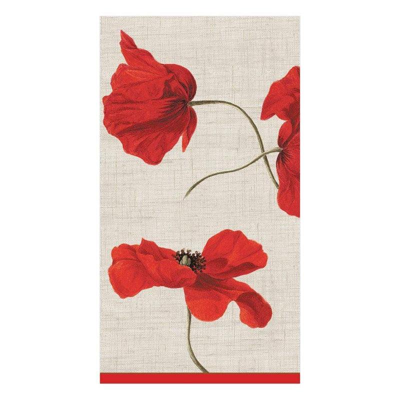 caspari Dancing Poppies Paper Guest Towel Napkins in Ivory - 15 Per Package