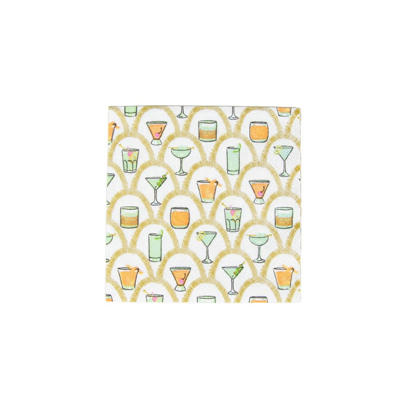 Caspari Deco Cocktails Boxed Cocktail Napkins - 40 Per Box