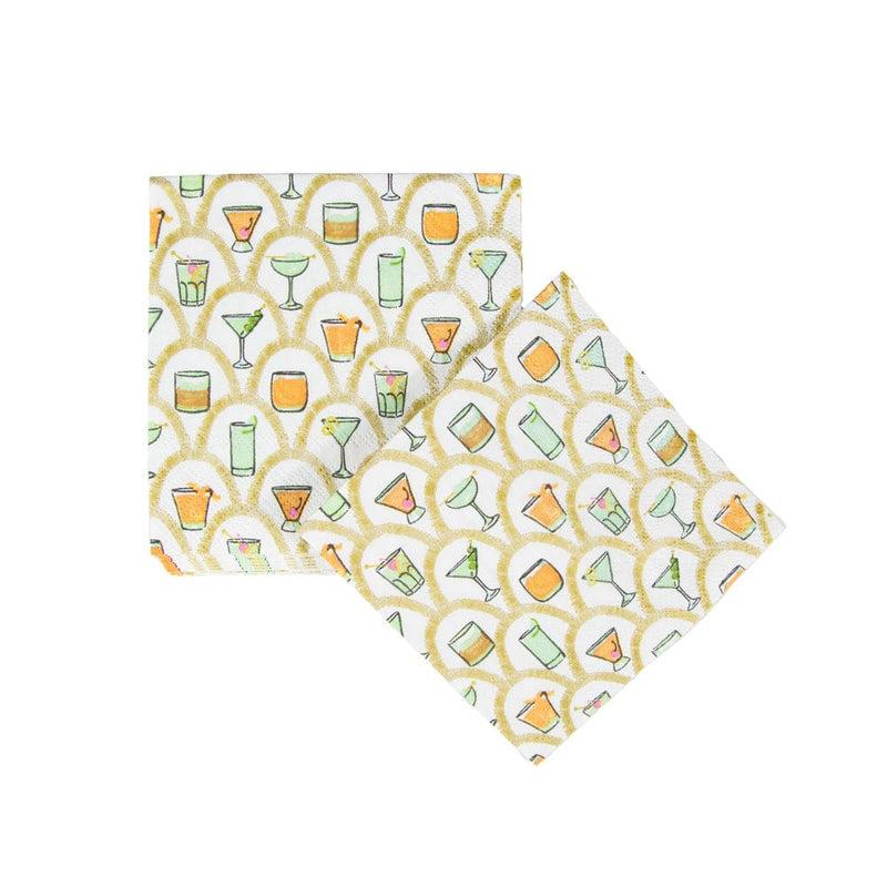 Caspari Deco Cocktails Cocktail Napkins - 20 Per Package
